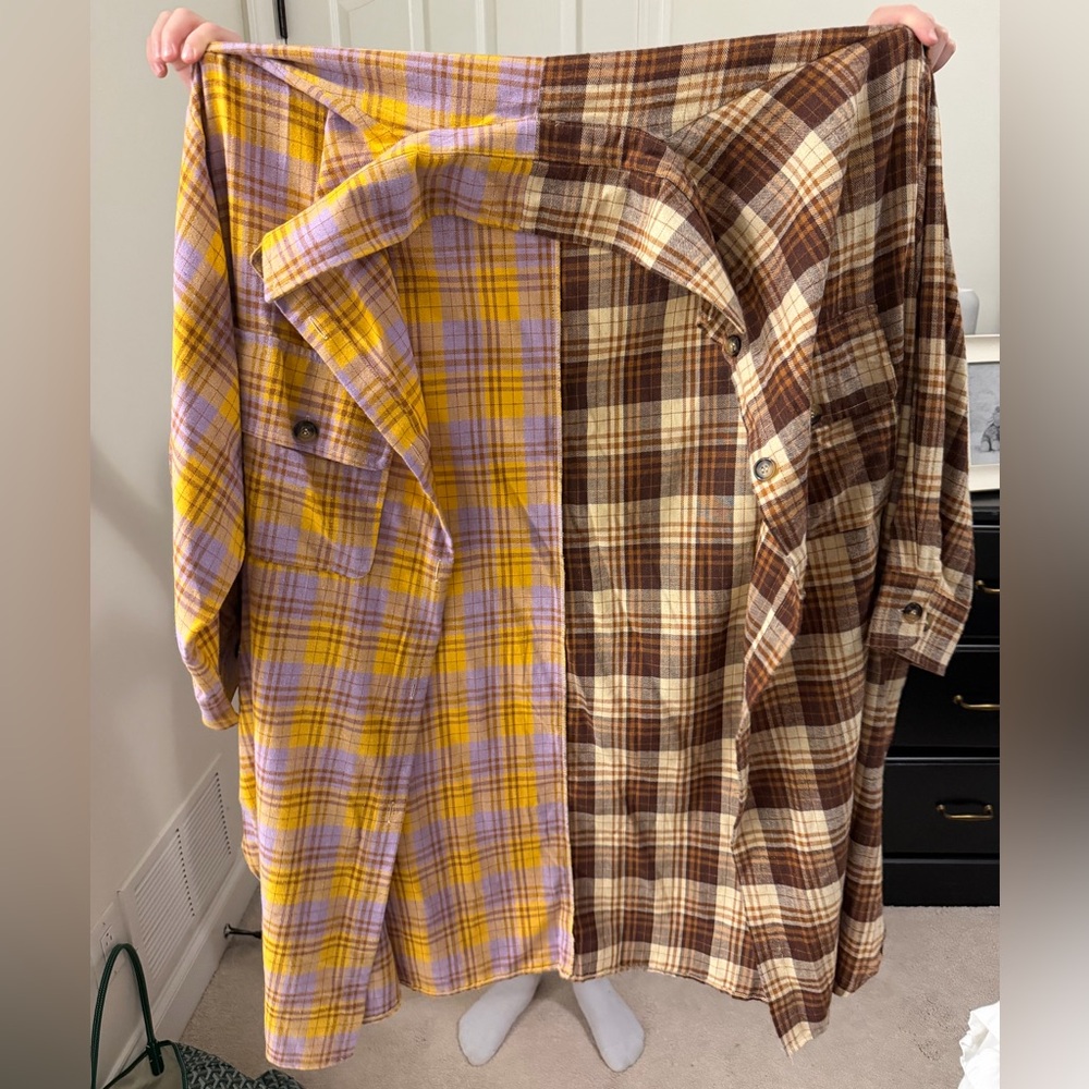 Dressed in LALA Yellow and Brown Plaid Button Down Shirt